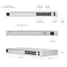 Коммутатор - Ubiquiti USW-16-POE-EU